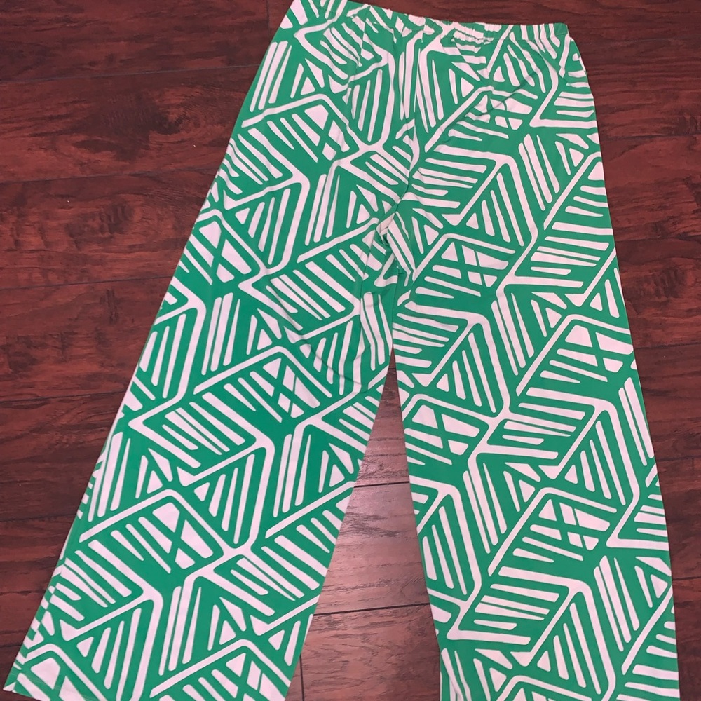 Chico's Kids Green and White Patterned Pants